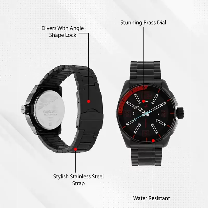 Fastrack Hitlist Black Dial Black Strap Men's Watch- 3089NM02